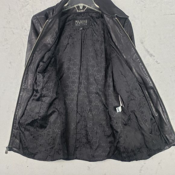 Wilsons Leather Jacket Full zip Pelle Studio Women's Black Full Zip Pockets M - Picture 13 of 16